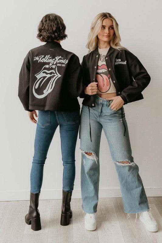 The Rolling Stones Varsity Jacket, Black - SwagglyLife Home & Fashion